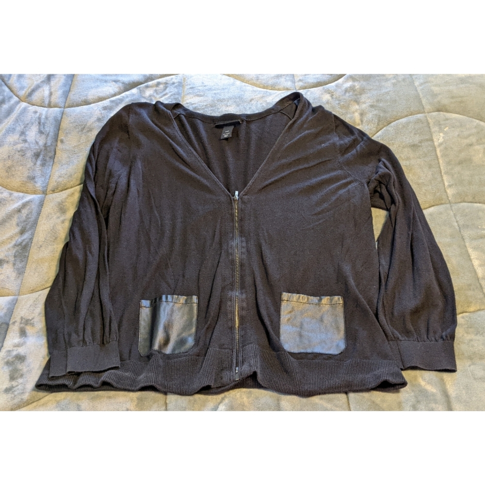 Lane Bryant black zip cardigan